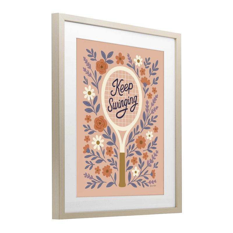 «Keep Swinging Floral Tennis», reproduction encadrée sous verre, conception de Jessica Beck, H 16 po x l 13 po