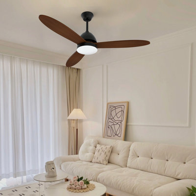 Ventilateur de plafond en bois 52 po avec lumières DEL Eriby