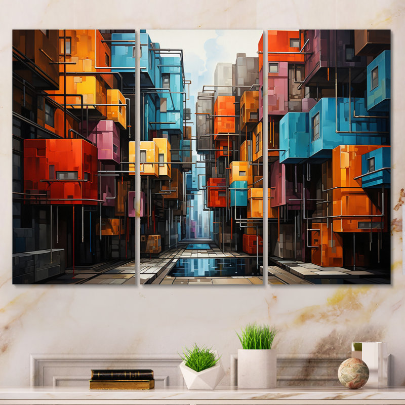 Ensemble de décoration murale moderne Hardedge Art Contraste Chroma, H 28 po x l 36 po x P 1 po