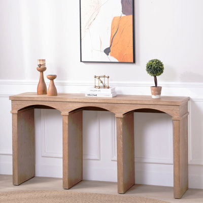 Console - table d'entrée de 60 po de long avec pieds arqués décoratifs, table de canapé étroite pour le couloir, le salon ou le vestibule