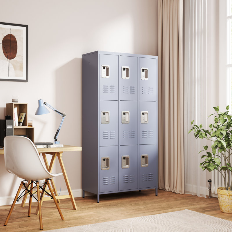 Metal 3 - Tier 89.9cm Gym Locker with Handle, Grey