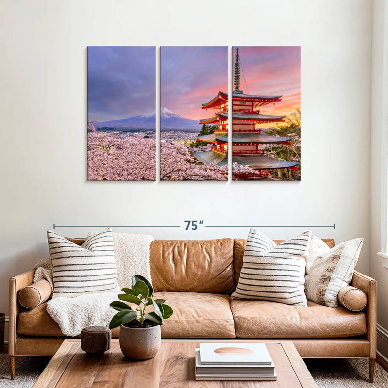 Lilie pagode et Mont Fuji, H 36 po x l 57 po