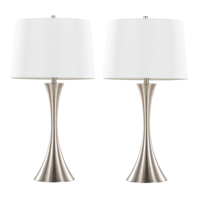 Lampe de table contemporaine en métal, Nickel brossé