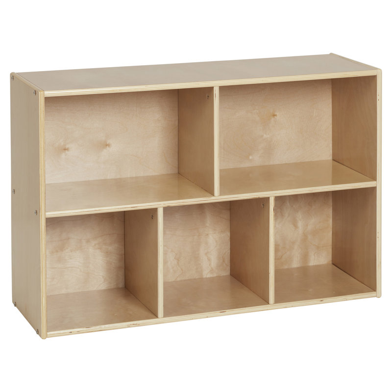 Natural Birch Lacquered 5-Compartment Storage Bookcase