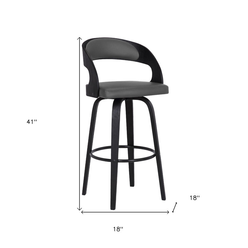 Tabouret de bar moderne en similicuir, Siège gris / cadre noir