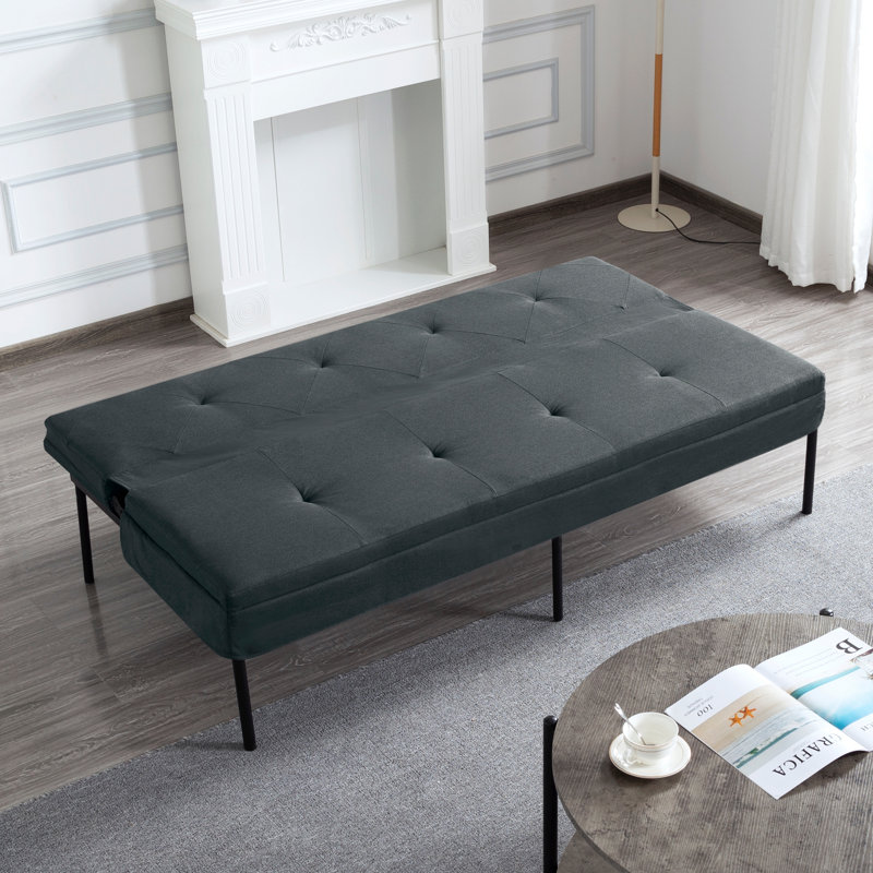 Canapé-lit convertible à futon avec dossier réglable et structure en métal