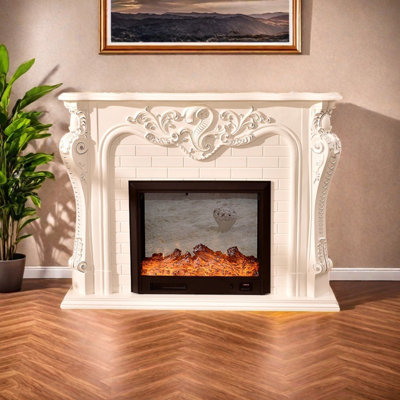 Modern retro three-dimensional carved fireplace