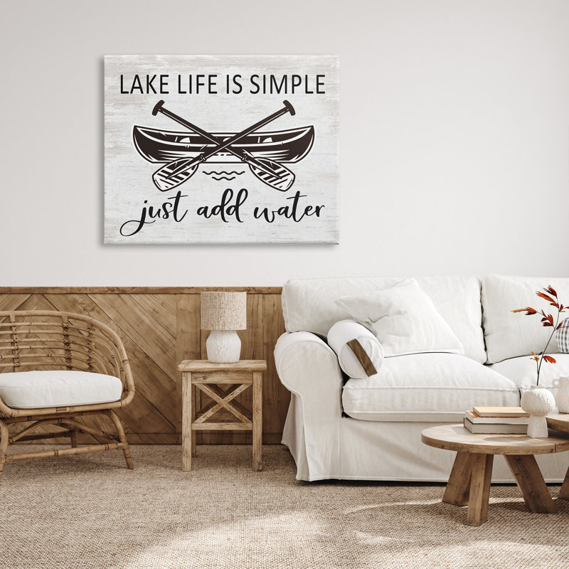 Art mural sur toile Lake Life Canoe Ores, H 36 po x l 48 po x P 1,5 po