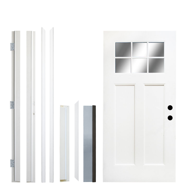 Porte extérieure en fibre de verre durable, cadre en PVC pour entrée de maison moderne