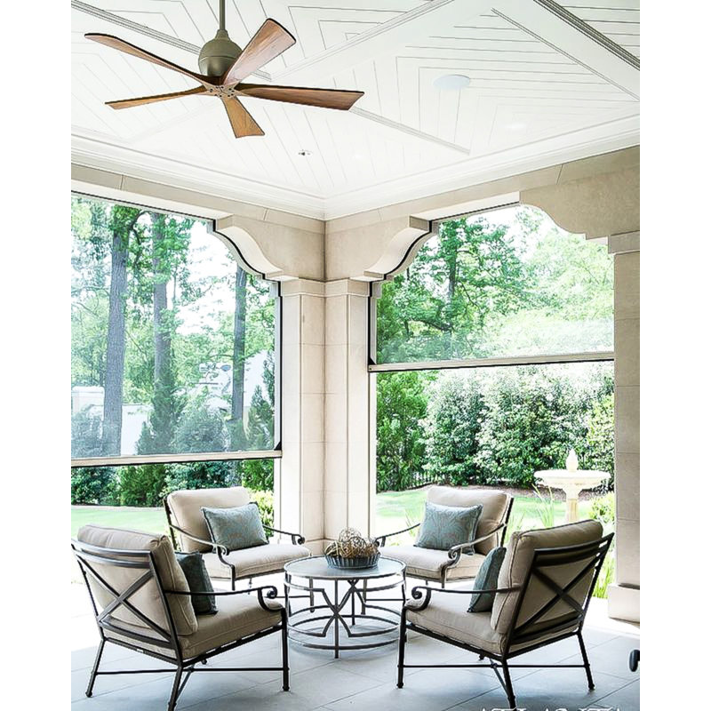 52" Irene 5-Blade Ceiling Fan with Wall Remote, Textured Bronze, Walnut, 52"