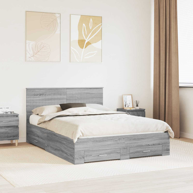 Bed, Double (4'6), Grey Sonoma