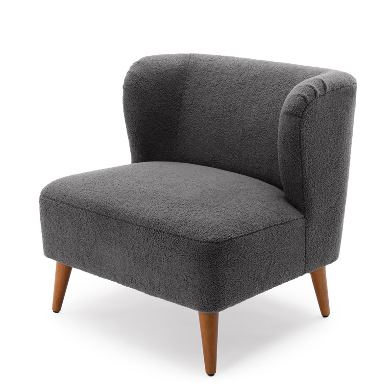 Armands Upholstered Slipper Chair, Charcoal Gray Boucle