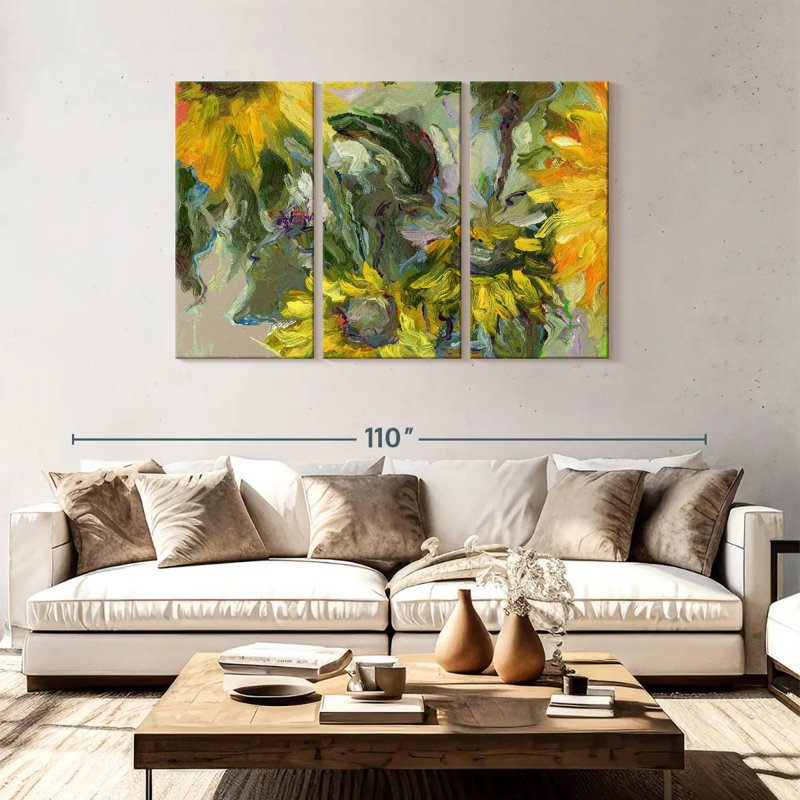 Harnek tournesols grunge, H 48 po x l 74 po