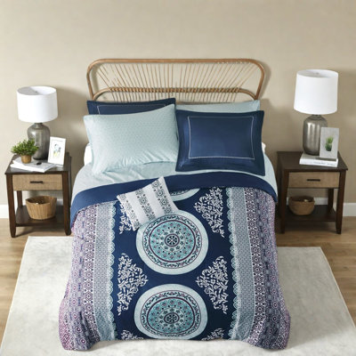 Ensemble complet de literie pour grand lit, médaillon Boho en polyester pour la maison