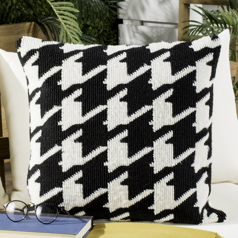  Coussin extérieur Houndstooth, Noir / Blanc