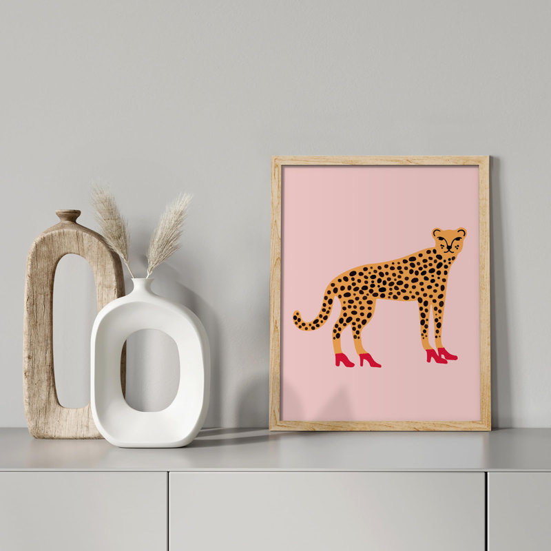 "Drôle de guépard jaune" sur papier, H 10 po x l 8 po, Naturel