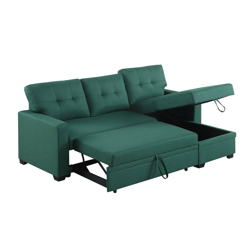 Canapé modulaire rembourré avec méridienne pour le salon, Vert