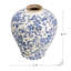 Vase rond en céramique avec finition blanche patinée et motif floral bleu-2067820583