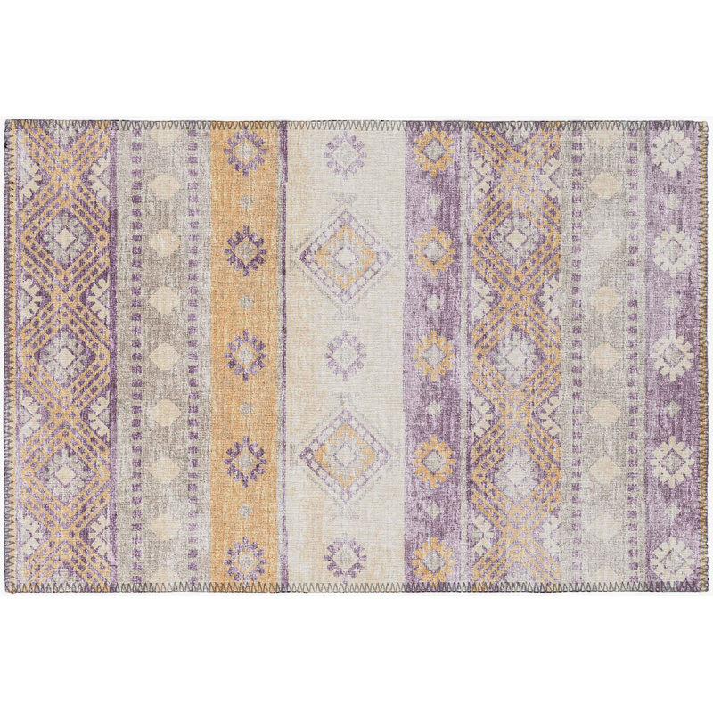 Wattson Chenille Washable Southwestern Indoor / Outdoor Rug, Rectangle 5' x 7'6"
