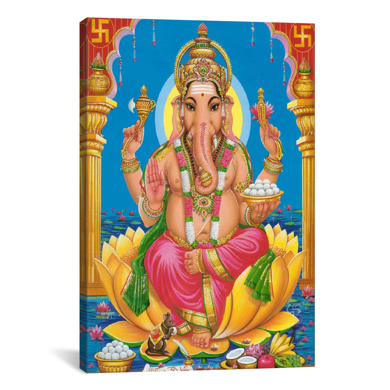 «Religion and Spirituality Ganesha Hindu God», reproduction d'art sur toile, H 60 po x l 40po x P 1,5 po, Toile tendue