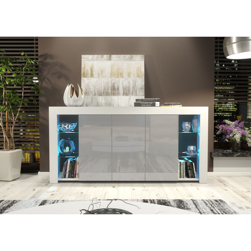 Bebak Unfinished Sidebaord for TVs up to 60", White/Grey