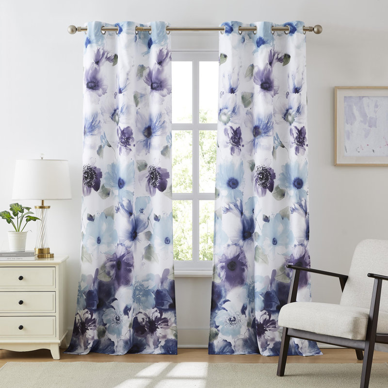 Paire de rideaux semi-transparents en polyester Shumi