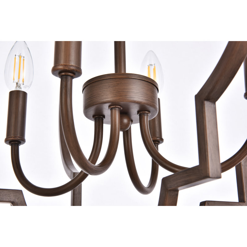 Lustre géométrique à intensité variable 4 lumières Guarino, H 87 po x l 20 po x P 20 po, Chêne patiné