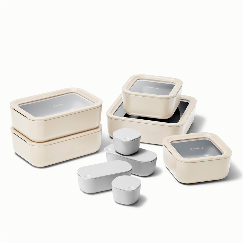 Caraway 14Pc Glass Food Storage Set, Cream