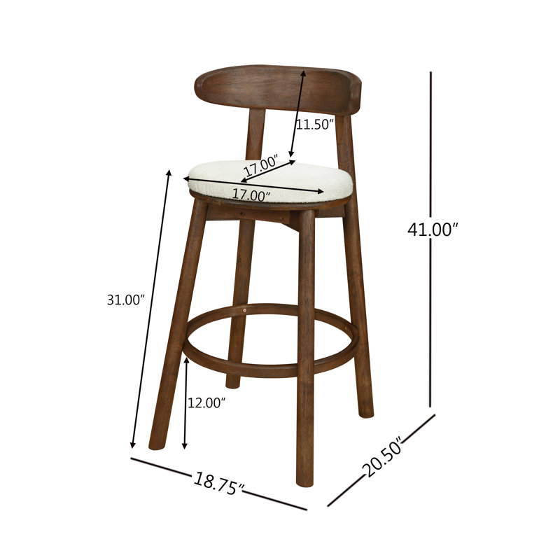 Tabourets de bar rembourrés Mid-Century, Noyer