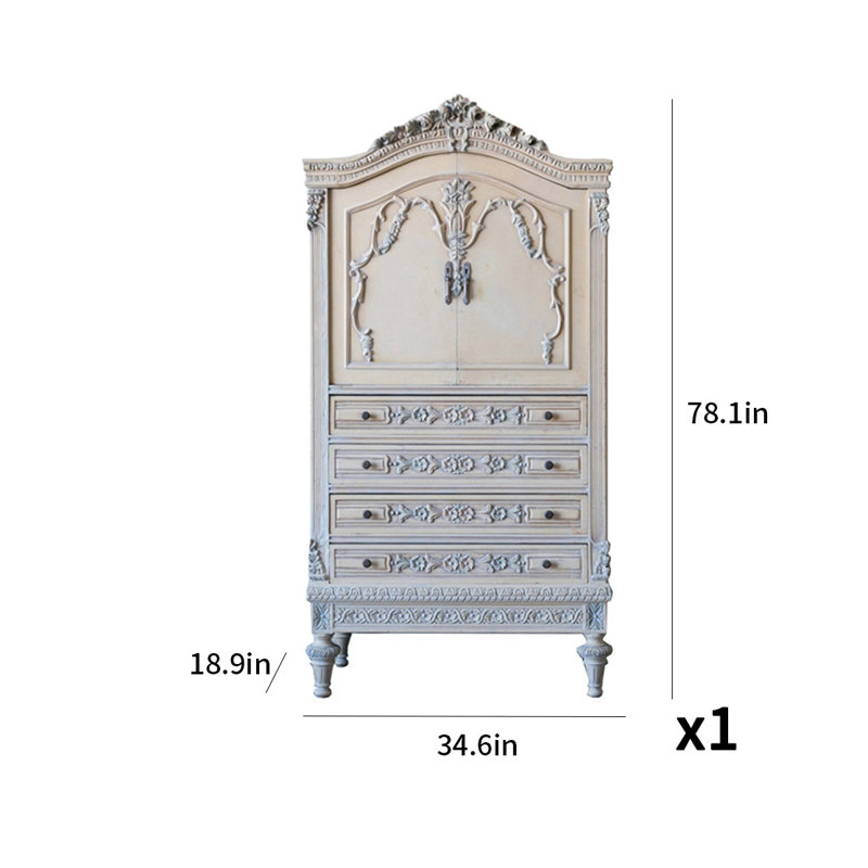 French Style Carved Accent Cabinet Accent Cabinet