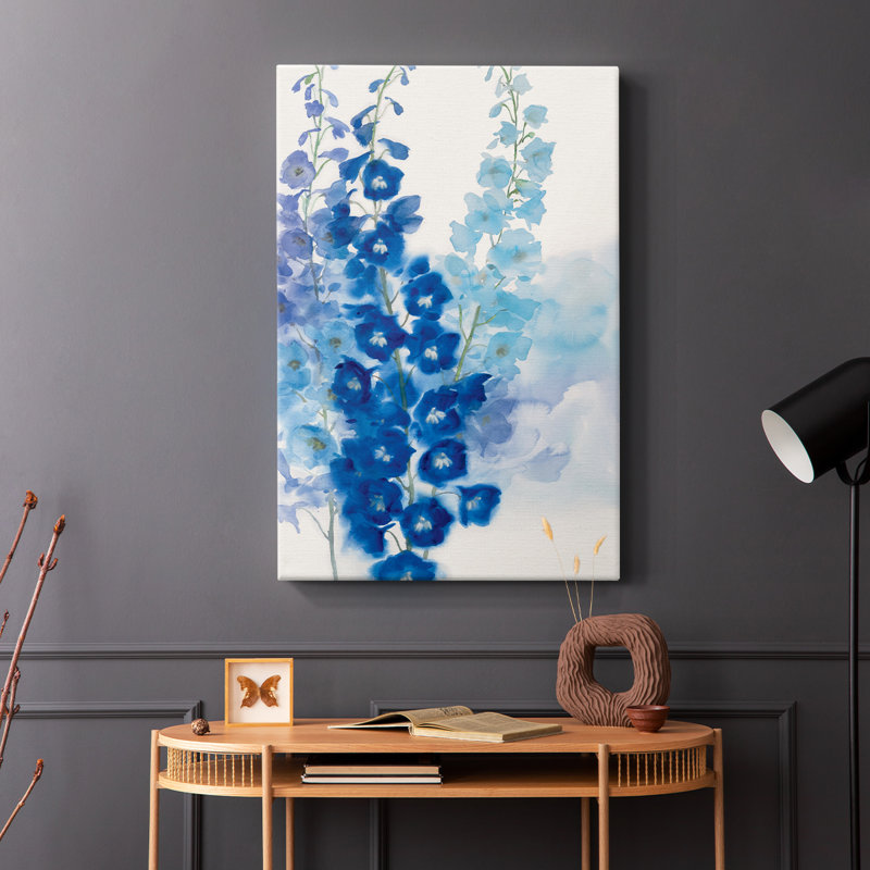 Delphinium I -Galerie enveloppée Cavas, H 18 po x l 12 po