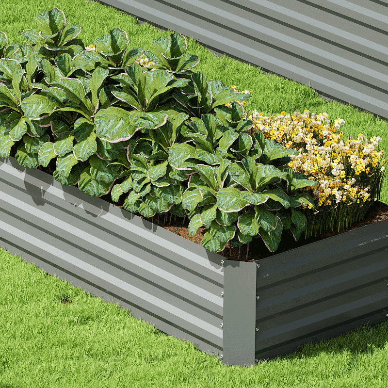 Boîte à fleurs pour jardin en métal pour plantes grasses, H 12 po x l 48,5 po x P 25 po