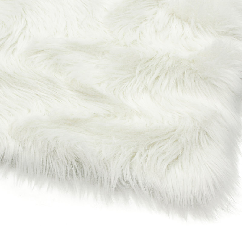 Solid Colour Faux Fur Shag Area Rug, Rectangle 91 x 145cm