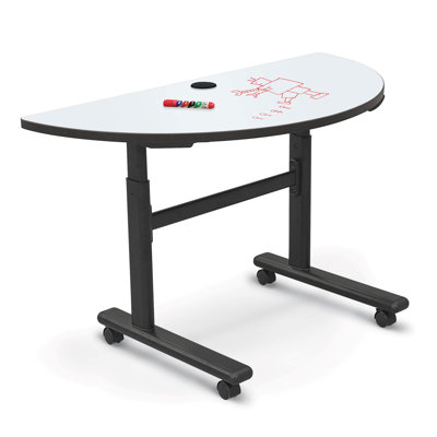 Hierarchy Half-circle Height Adjustable Flip Top 48'' L Training Table with Casters