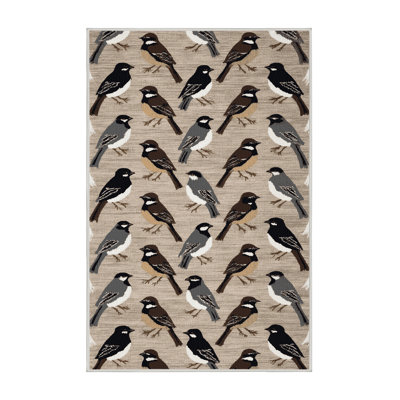Washable Dark eyed Junco Birds Area Rug