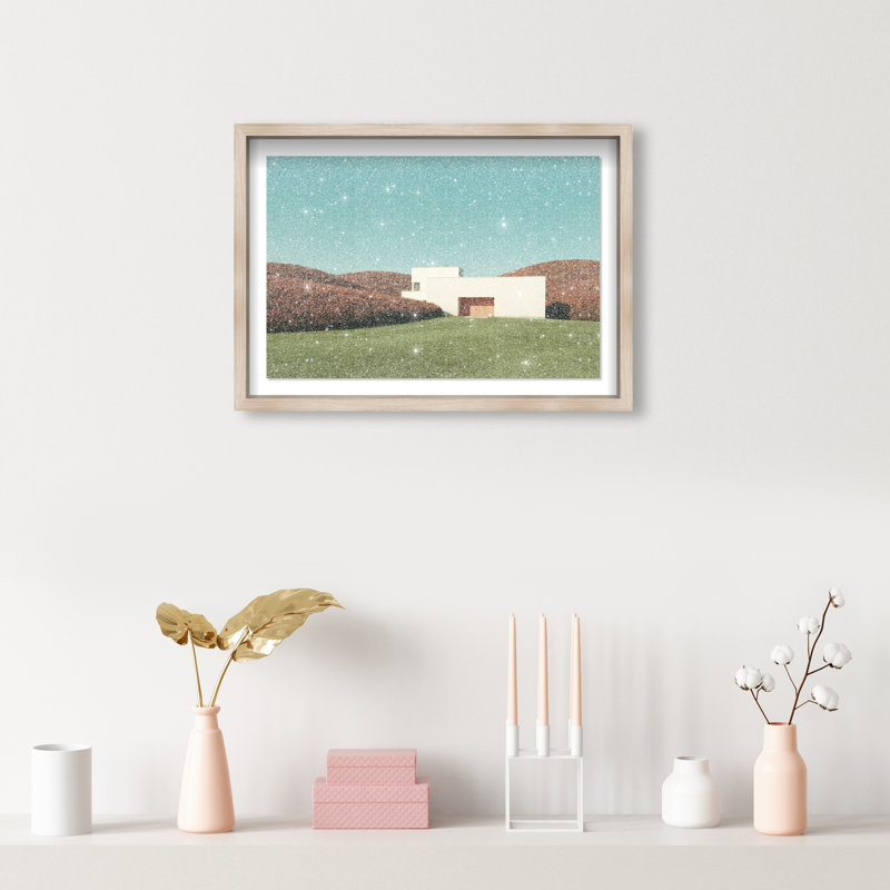 Surreal Architecture Print by Oliver Gal, Natural Oak Shadowbox, 25.5"H x 17.5"W