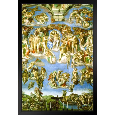Michelangelo The Last Judgment Fresco Sistine Chapel Vatican City Vibrant Art Print Black Wood Framed Poster 14X20 -  Vault W Artwork, 8503FF90738D426499F0860C8C898EF2