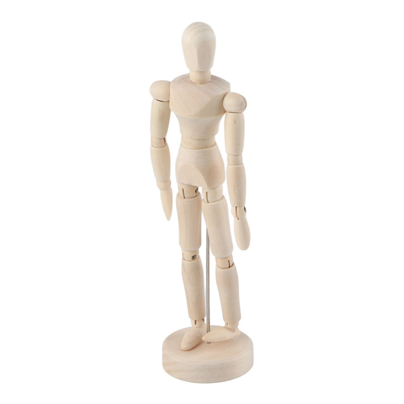 Mannequin articulé en bois non fini avec mannequin pour la décoration intérieure 8 po