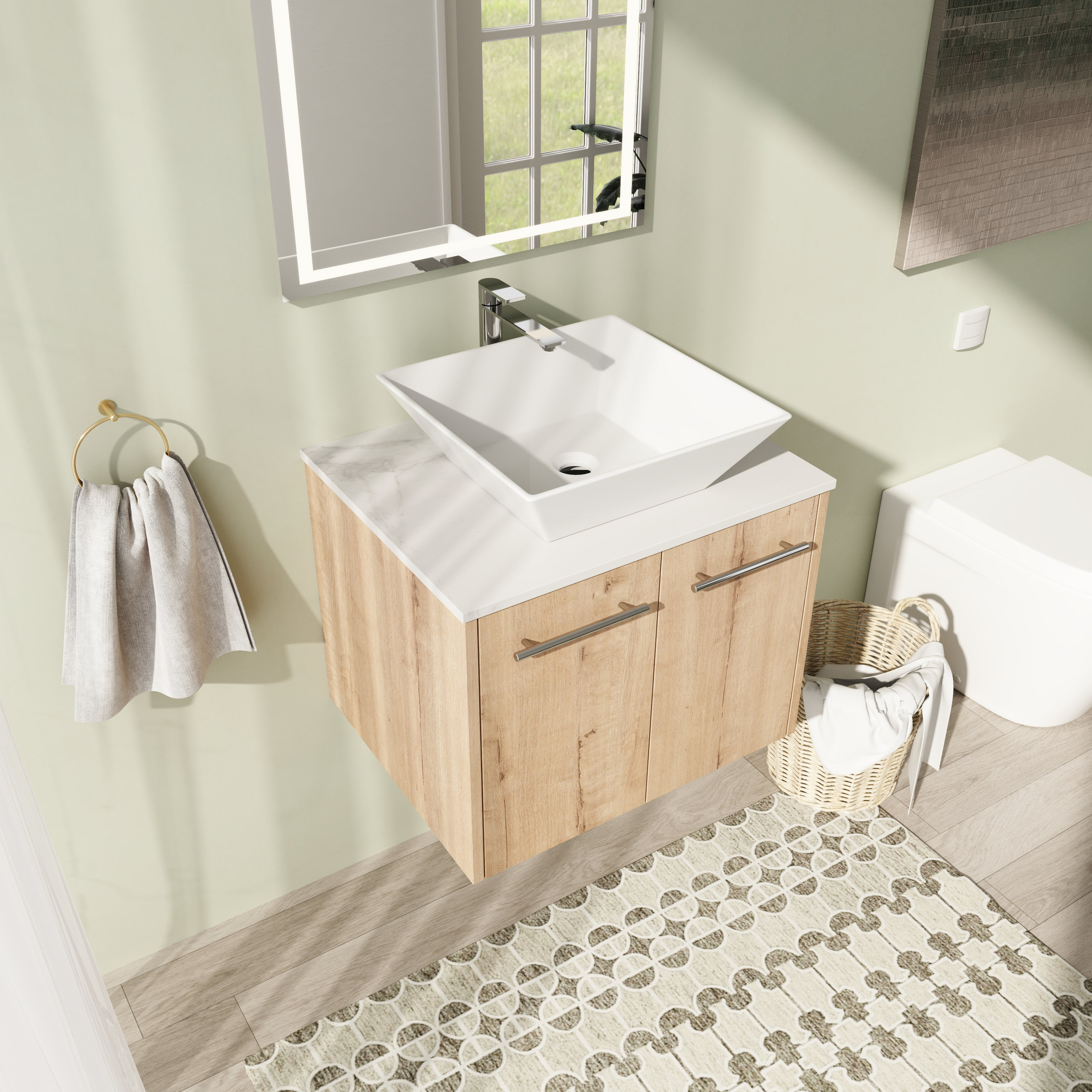 Ebern Designs Lanterman 23.67'' Single Bathroom Vanity with Sintered Stone Top | Wayfair