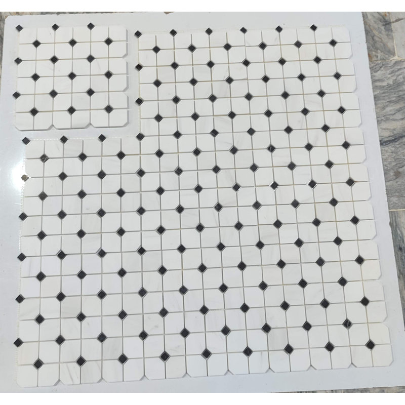 2 po HEX BIANCO DOLOMITE AVEC NOIR