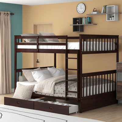 Full-Over-Full Bunk Bed with Ladders and Two Storage Drawers (Espresso)(OLD SKU:LT000365AAP)
