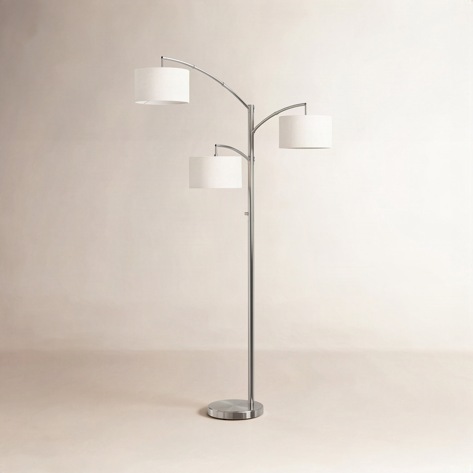 Atelier 82'' Floor Lamp, Textured White, Brushed Steel