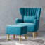 Kiro Upholstered Wingback Chair with Footstool-38292153