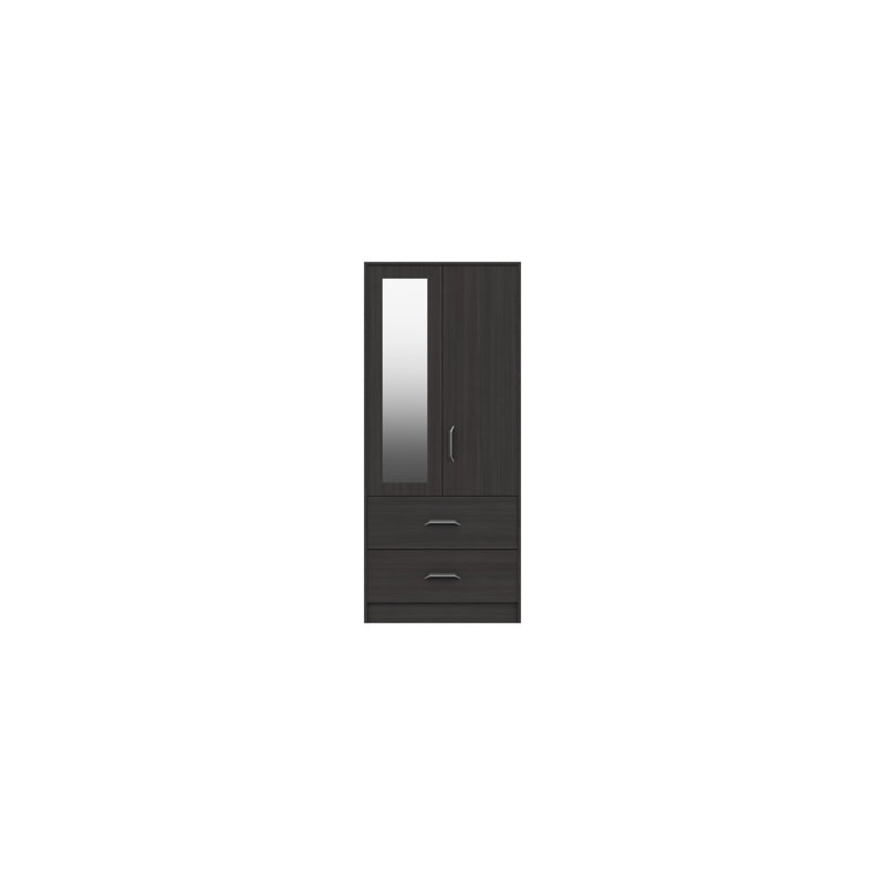 Zakariyah 2 Door Manufactured Wood Wardrobe, Anthracite Oak