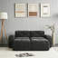 Velvet Fabric Sofa with Movable 2 Ottomans-1899128134