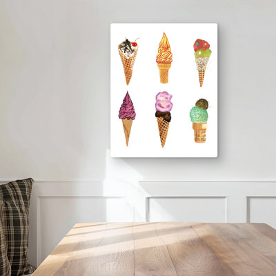 Ice Cream Cones - Food Illustrative Metal Print for Home Decor