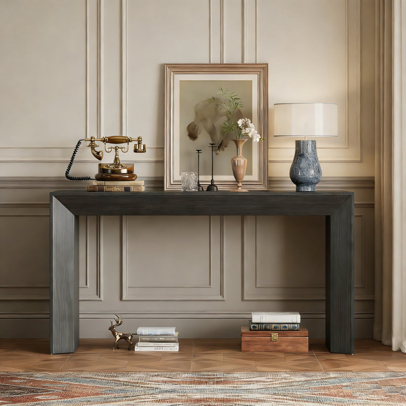 59" Wood Console Table, Black