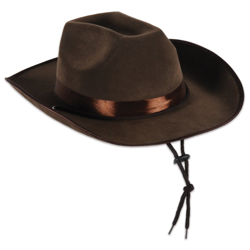 Chapeau occidental en similicuir brun