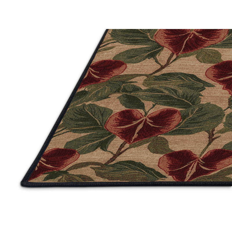 Tapis botanique brun lavable à la machine