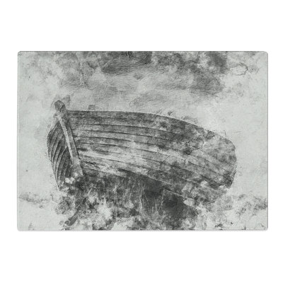 Tempered Glass Stranded Wooden Boat Chopping Board